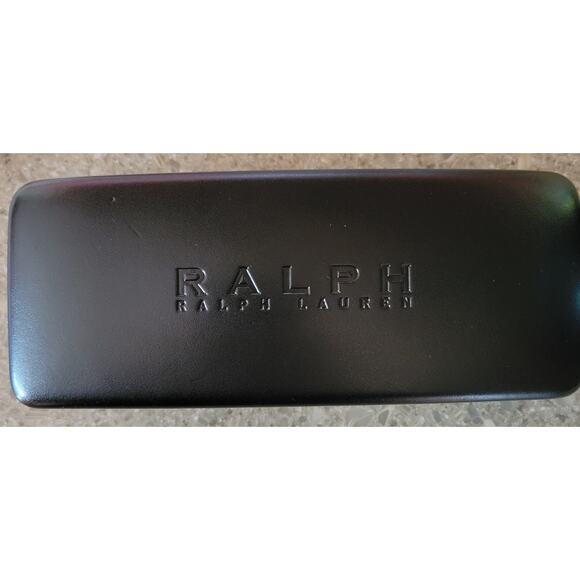 Ralph Lauren Black Hard Shell Glasses Case Faux Leather Protective Cleaning Coth - Picture 3 of 5